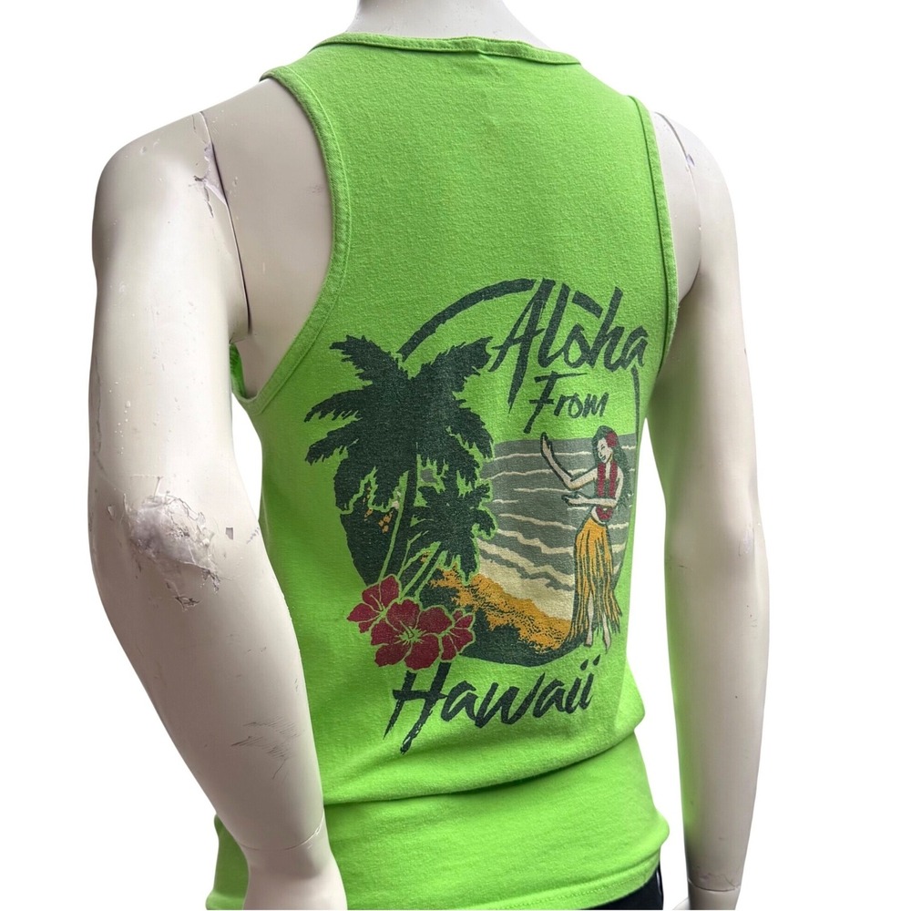 Delta Pro Weight Hawaii Graphic Tank Top Lime Green Adult‎ Small Aloha Hula